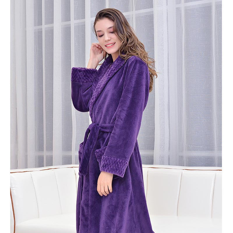 Warm Soft Plush Robe with Pockets for Unisex-Purple