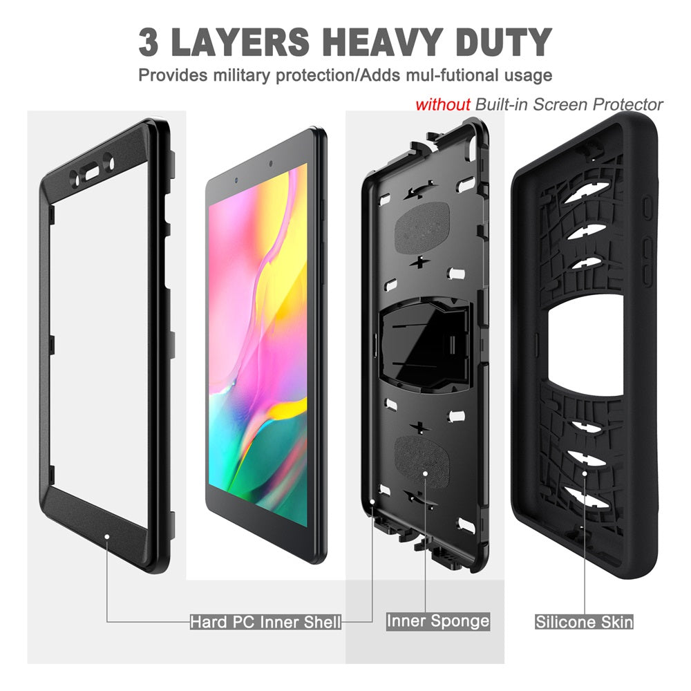 Shock Wave Kickstand Case Anti-Fall Protection For Samsung Tab A 8inch T290/T295(2019)-Black