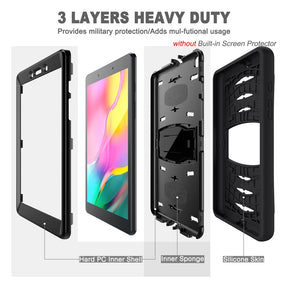 Shock Wave Kickstand Case Anti-Fall Protection For Samsung Tab A 8inch T290/T295(2019)-Black