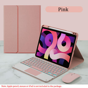 Removable Keyboard Case For iPad Air 4/iPad Air 5/iPad Pro 11 7 Color Backlit with Touch Panel Pen Slot-Pink