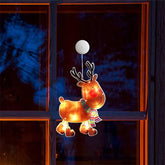 Lighted Window Ornament for Christmas Bettery Operated with Suction Cup-Elk