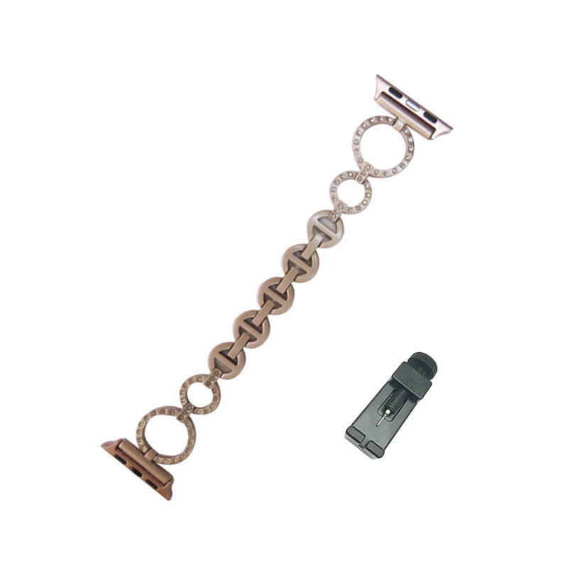 O Shape Watch Band Business Stainless Steel Wristbands for Apple IWatch Series SE/1/2/3/4/5/6 For Women-Rose Pink