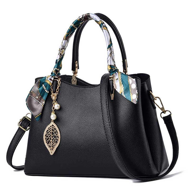 Womens Fashion Leather Purses and Handbags Top Handle Satchel Tote Bags-Black