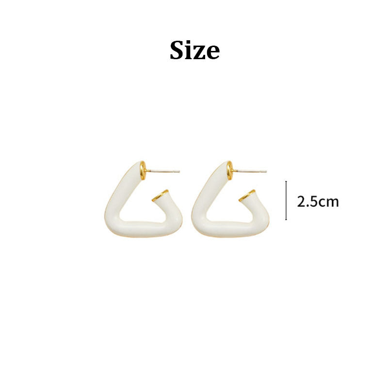 Triangle Hoop Earrings Geometric Simple Earrings-White