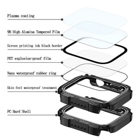 Waterproof iWatch Case PC Screen Protector for Apple Watch Series 7/8-ArmyGreen