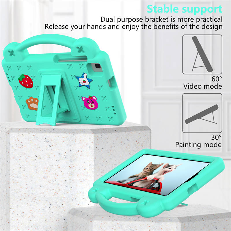 Strawberry Tablet Case with Holder for HUAWEI M3/Samsung Galaxy Tab A7 Lite (2021)/A8 (2019)-MintGreen