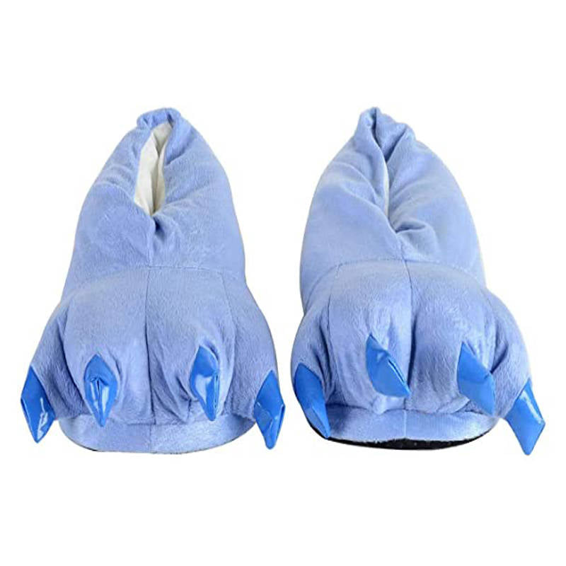 Unisex Soft Plush Home Slippers Animal Paw Claw Shoes-Blue