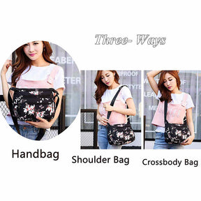 Women Nylon Floral Crossbody Bag Multi Pocket Shoulder Bag-Magnolia