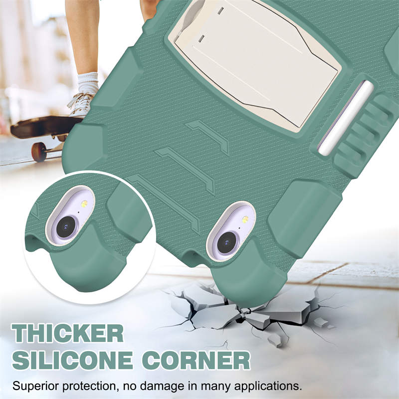 KingKong iPad Case For iPad Mini 6 Three-Layer Hybrid Protective Case With Holder-EmeraldGreen