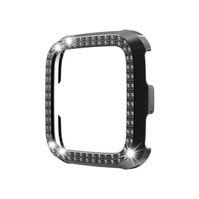 Double Row Diamond Bling Case For Fitbit Versa Cover-Black