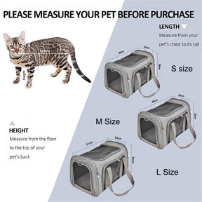 Pet Travel Bag for Small Medium Cats Dogs Puppies Soft Sided Collapsible Puppy Carrier-Gray