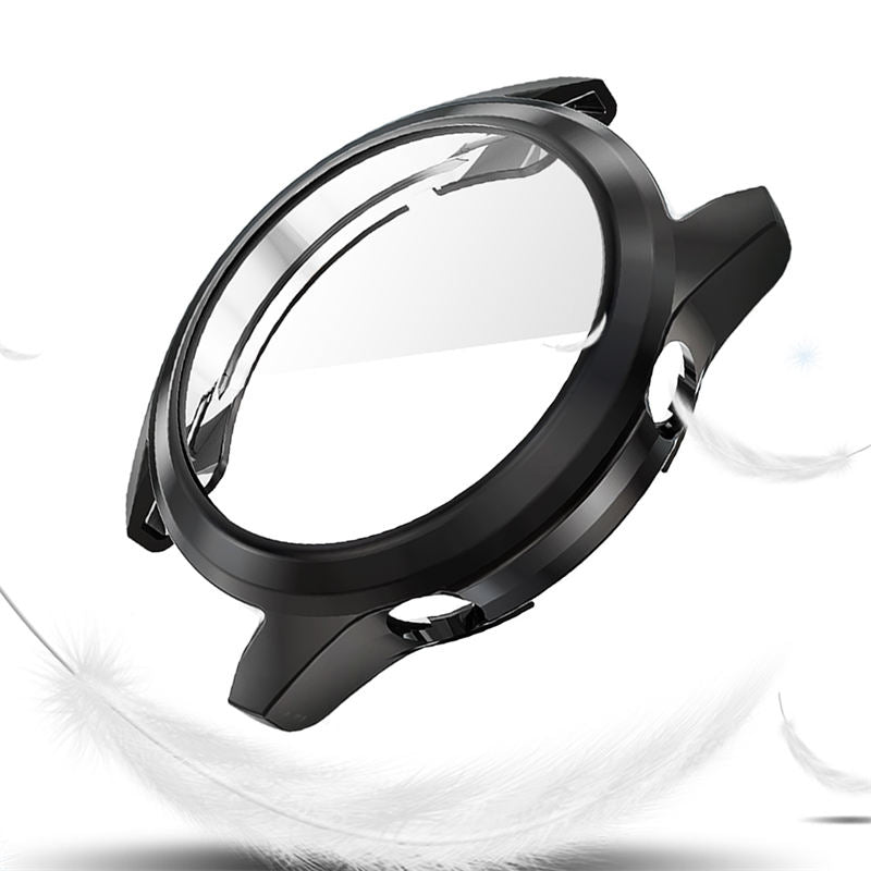 TPU Screen Protector Case For Huawei Watch GT2 42mm&46mm with HD Tempered Glass-Black