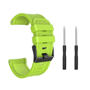 Soft Silicone Watch Strap For Garmin Fenix 2 Easy Fit 26mm Width Smart Watch Accessories Black Buckle-Green