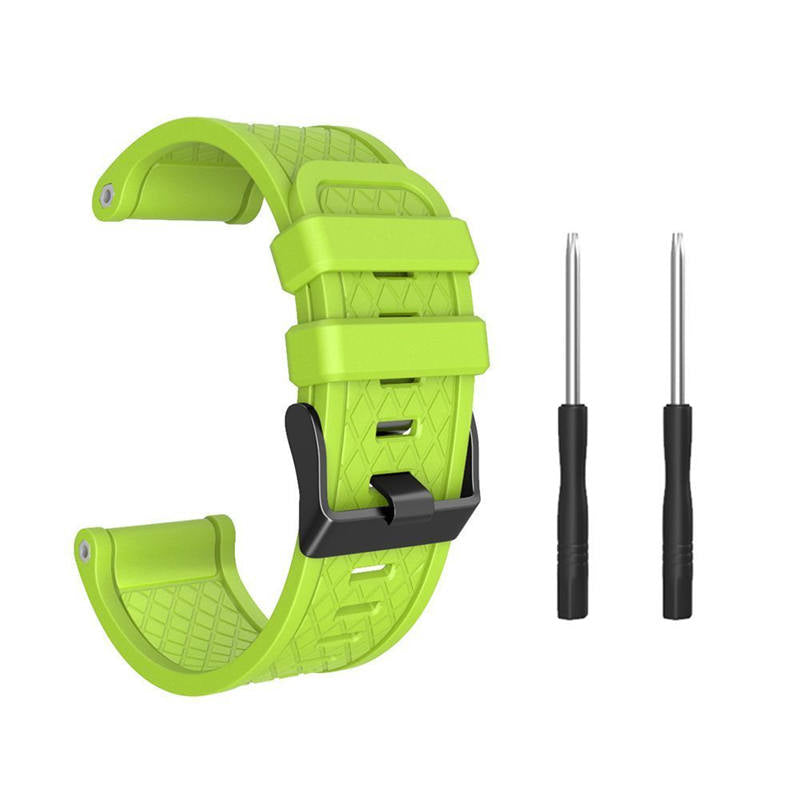Soft Silicone Watch Strap For Garmin Fenix 2 Easy Fit 26mm Width Smart Watch Accessories Black Buckle-Green