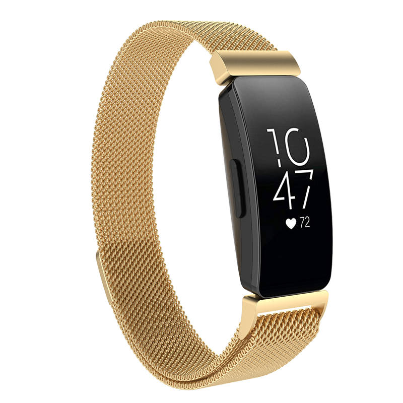 Stainless Steel Metal Replacement Strap Magnet Buckle For Fitbit Inspire HR-Gold