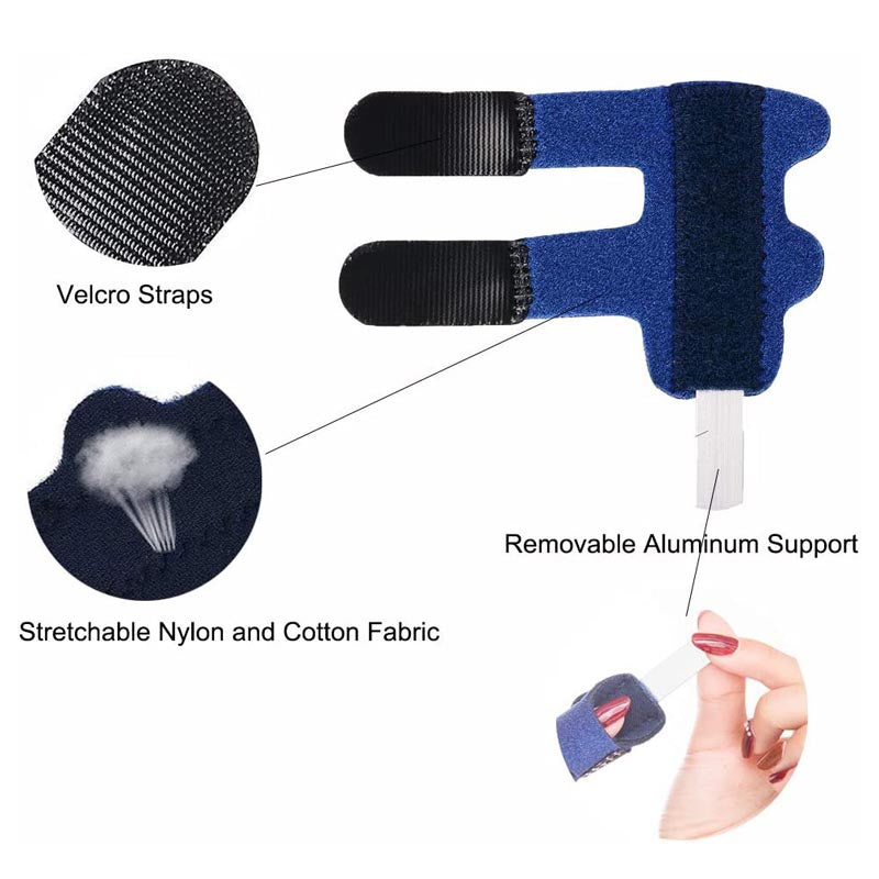 Breathable Finger Splint Built-in Aluminum Support for Pain Relief Knuckle Fixation-Blue