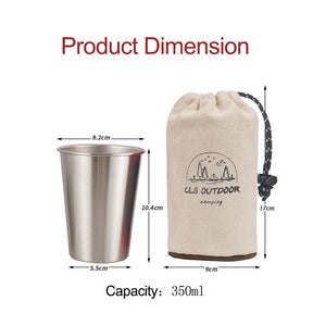 6 Packs 304 Stainless Steel Pint Cups Stackable Drinking Glasses for Camping