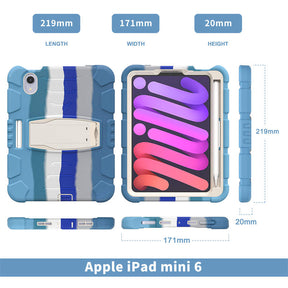 KingKong iPad Case For iPad Mini 6 Three-Layer With Holder-ColourfulBlue