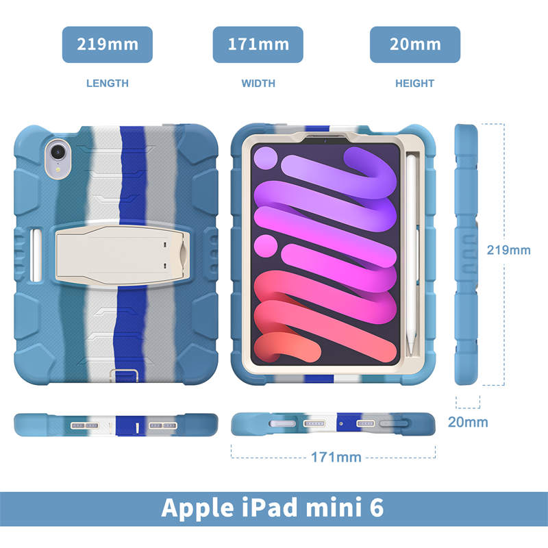 KingKong iPad Case For iPad Mini 6 Three-Layer With Holder-ColourfulBlue