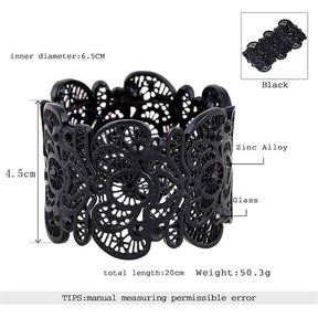 Womens Vintage Filigree Cuff Bangle Bracelet-Black