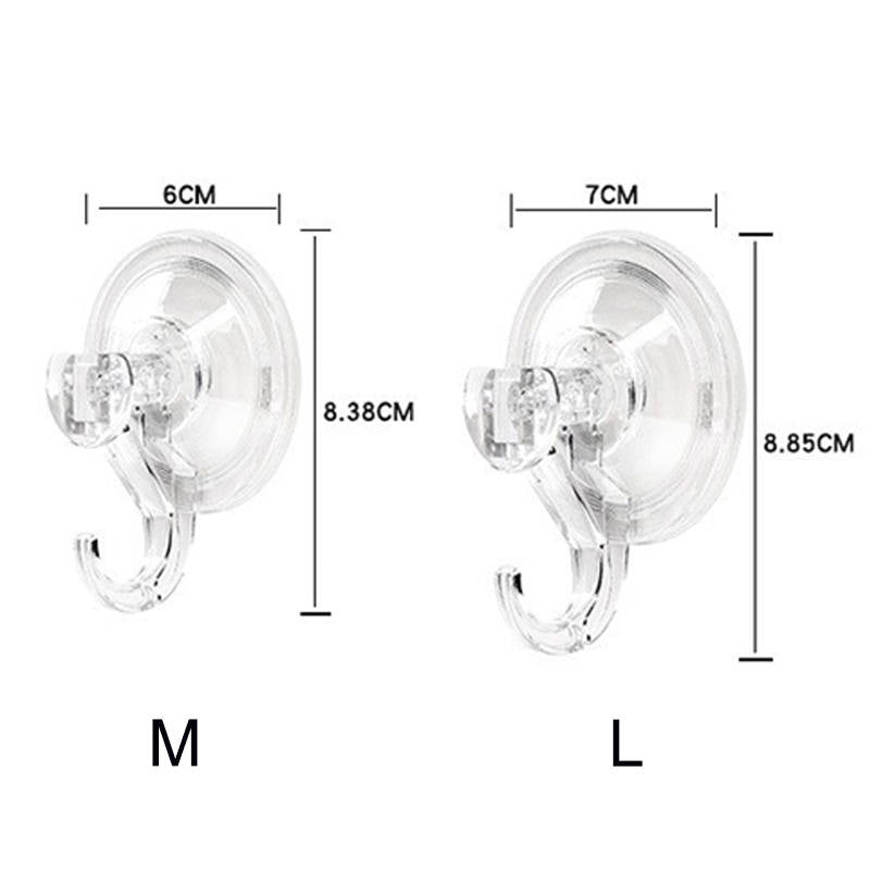2 Pcs Bathroom Clear Suction Hooks Reusable Vacuum Suction Cup Hook Multi-Use for Home