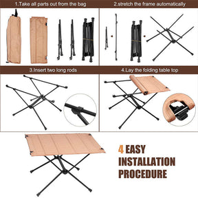 Lightweight Folding Camping Table Washable Fabric with Carry Bag-Army Green