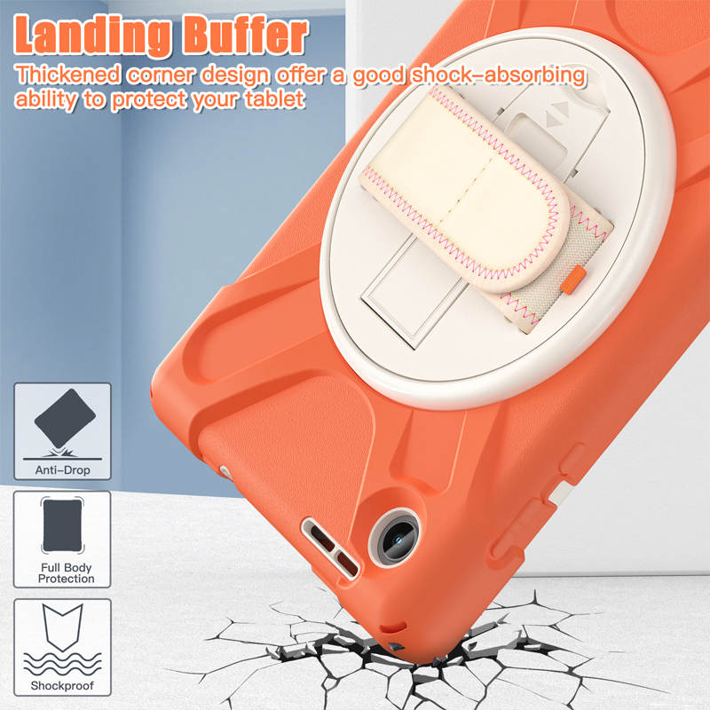 Tablet Case Heavy Duty with Swivel Stand for Lenovo Tab M8 4th Gen-Orange