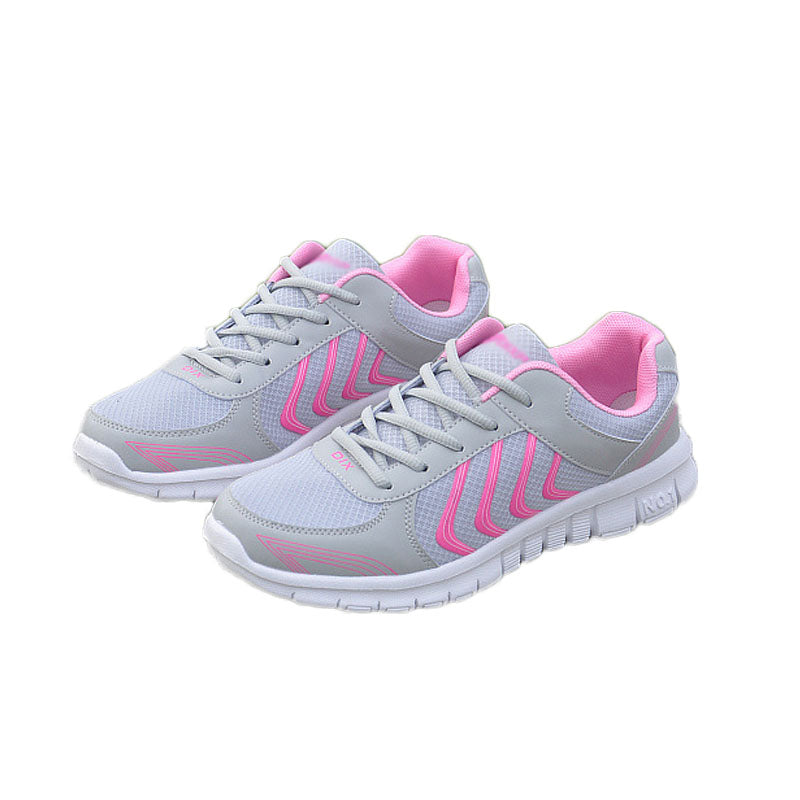 Womens Athletic Mesh Breathable Sneakers Lace Up Comfort Shoes-Pink