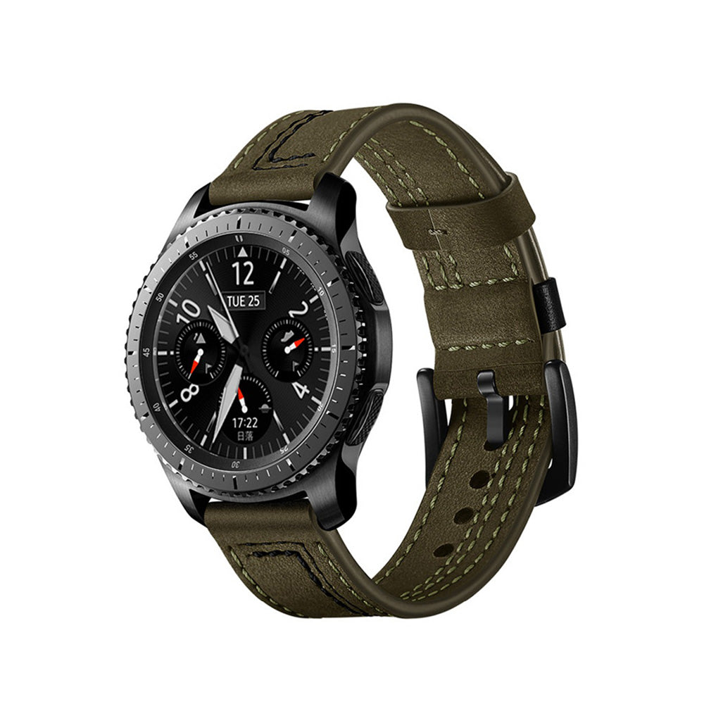Fashion 7 Line Style Leather Watch Band For Samsung Galaxy Watch 42/46mm Gear S3 Frontier/Classic(Green)