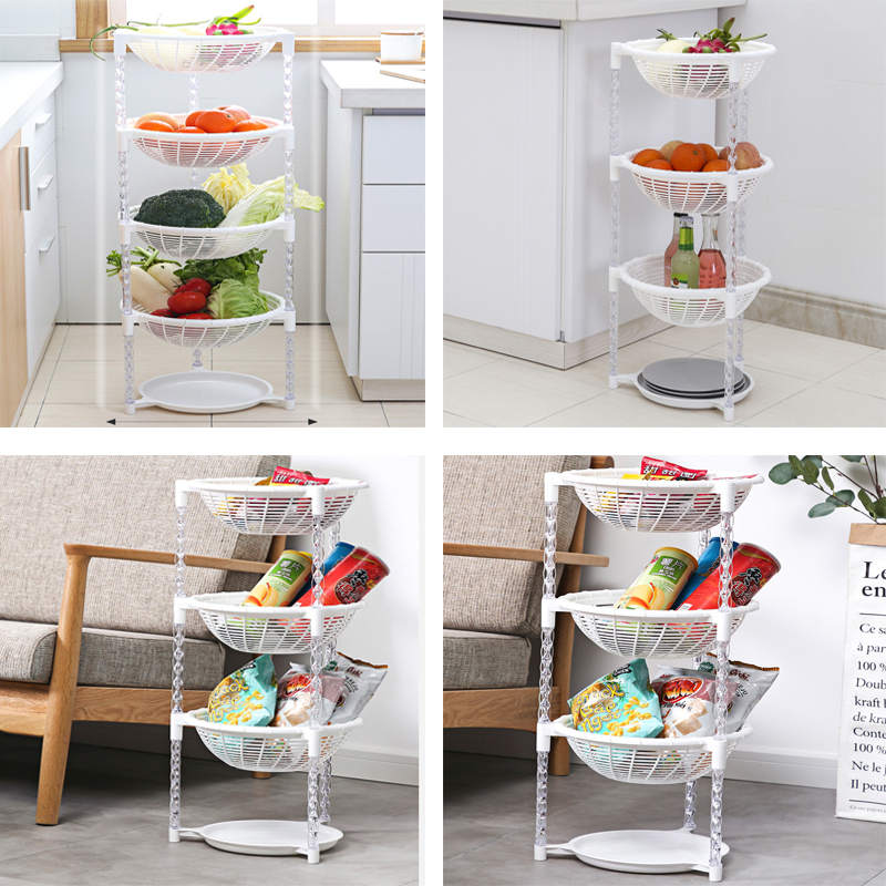 Stacking Fruit Basket Plastic for Kitchen Bathroom Organization-4 Tiers