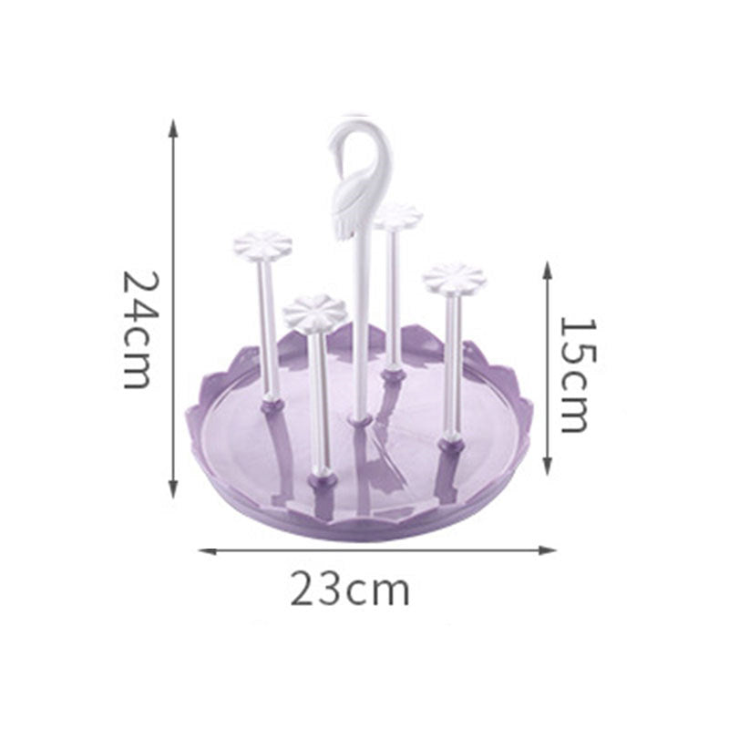 Kitchen Drain Cup Holder Plastic Swan Head Assembled Mug Rack-Purple