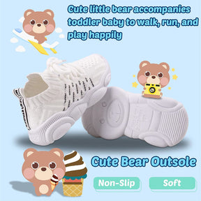 Girls and Boys Sneakers Cotton Mesh Breathable Shoes Outdoor-White