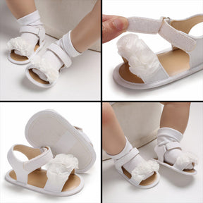 Baby Walker Shoes for Girls Flats Anti-Slip Open Toe Sandals-White