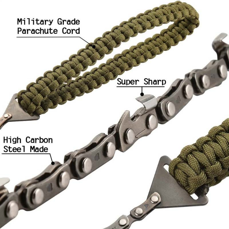 Pocket Chainsaw with Paracord Handle Wood Cutting for Camping