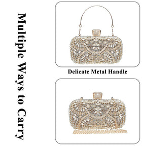 Womens Sparkly Crystal Clutch Bag Bridal Purse Evening Handbag-Silver