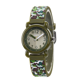 Kids Silicone Camouflage Watches 3D Cartoon Military Watches-ArmyGreen