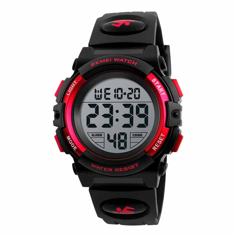 Kids Fashion Digital Watch Boys Sports Waterproof Led Watches-Red