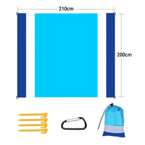 Sand Free Beach Blanket 82 x79inches Portable Waterproof Beach Mat-RoyalBlue White