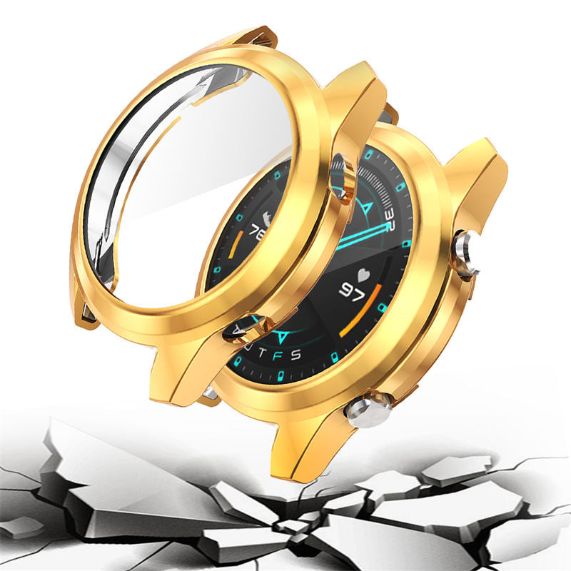 TPU Screen Protector Case For Huawei Watch GT2 42mm&46mm with HD Tempered Glass-RoseGold