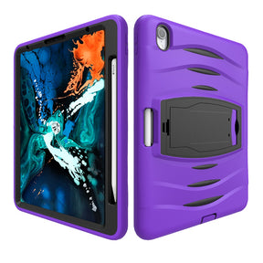 Shock Wave Kickstand Case Anti-Fall Protection With Pencil Holder For iPad Pro12.9 (2018)-Purple