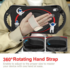 iPad Case Rugged Case with Handle Stand Shoulder Strap for iPad 10th 10.9 Inch 2022-Black