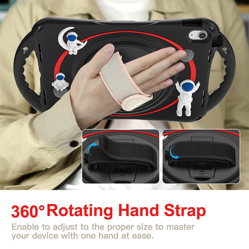 iPad Case Rugged Case with Handle Stand Shoulder Strap for iPad 10th 10.9 Inch 2022-Black