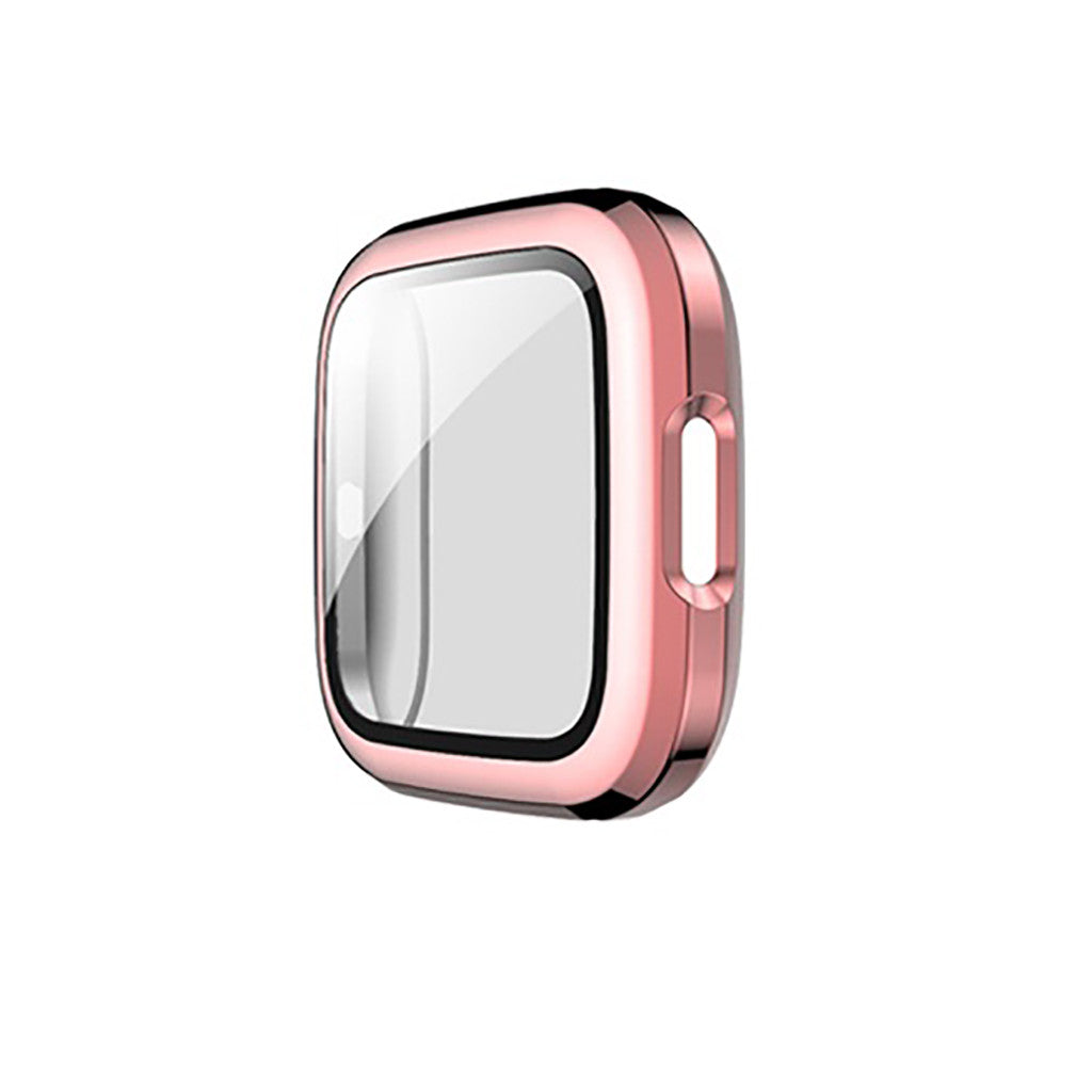 For Fitbit Versa 2 Electroplated PC Slim Full Cover Watch Case -Pink