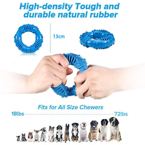 Dog Chew Toys Circle Non-Toxic Natural Rubber Durable Puppy Molar Toy-Blue