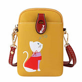 Women PU Crossbody Bag Cute Mobile Wallet-Yellow