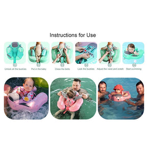 Non Inflatable Baby Pool Float No Flip Over Baby Floats for Infants Aged 3-48 Months-Pink