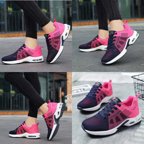 Womens Jogging Shoes Mesh Casual Lightweight Cushioned Sneakers-Blue Red
