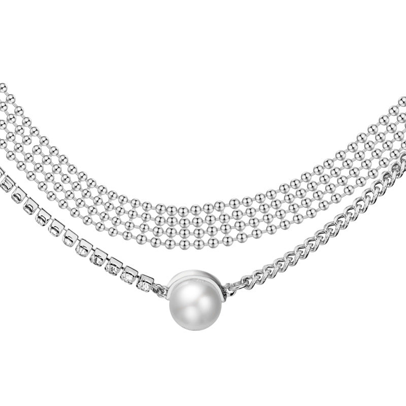 Simple Multilayer Pearl Pendant Necklace For Women