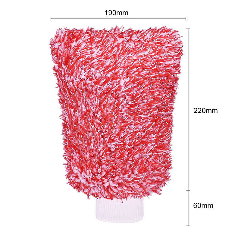 Microfiber Car Wash Mitt Strong Absorbent Car Detailing Gloves-Red