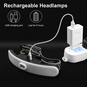 LED Headlamp USB Rechargeable with Red Light Adjustable 6 Modes